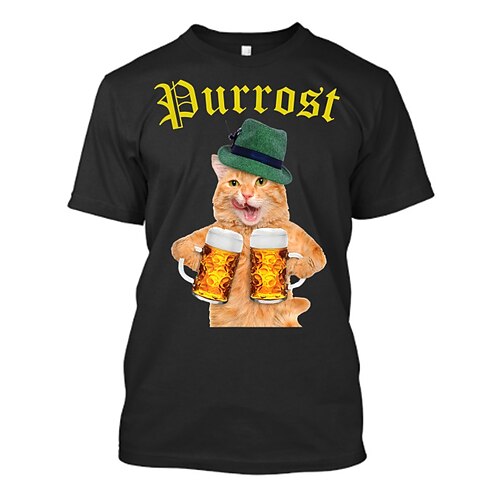 Cosplay Kostüm T-Shirt Druck Bayerisch Deutsch T-Shirt Ärmel Klassisch Streetstyle für Herren Unisex Erwachsene Heißprägen für Karneval Oktoberfestbier Party Alltagstauglich Image