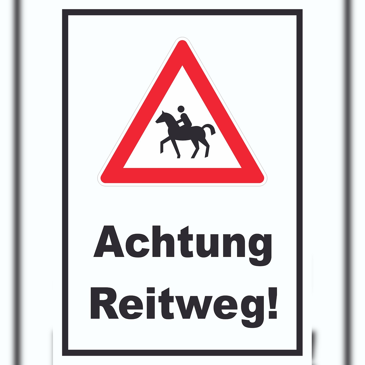 HB-Druck Achtung Reiterweg Schild Vorsicht Pferde A2 Rückseite selbstklebend Image
