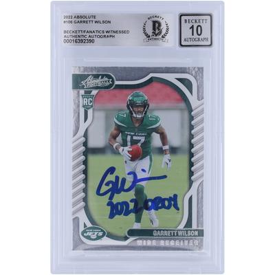 Garrett Wilson New York Jets signierte 2022 Panini Absolute #106 Beckett Fanatics bezeugte authentifizierte 10 Rookie-Karte mit "2022 OROY"-Aufschrift Image
