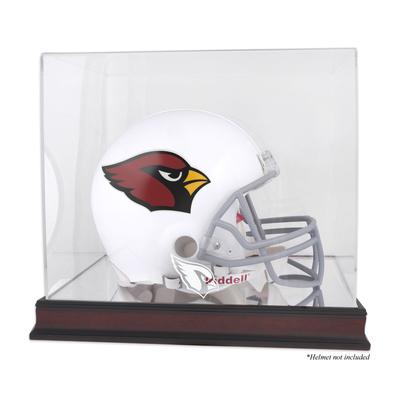 Vitrine mit Helmlogo der Arizona Cardinals aus Mahagoni mit verspiegelter Rückseite Image