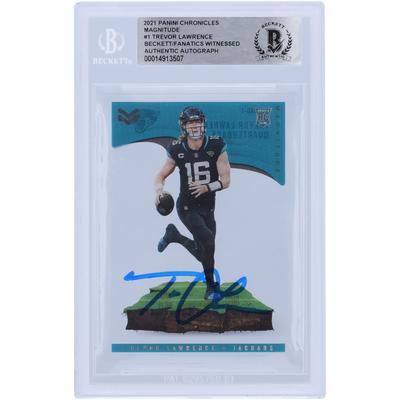 Trevor Lawrence Jacksonville Jaguars signierte 2021 Panini Chronicles Magnitude #MAG-1 Beckett Fanatics bezeugte authentifizierte Rookie-Karte Image