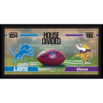 Detroit Lions vs. Minnesota Vikings, gerahmt, 25,4 x 50,8 cm, House Divided Football Collage Image
