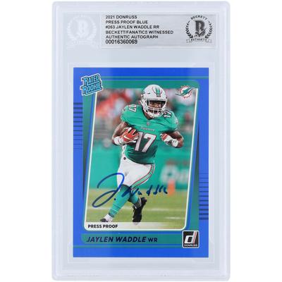 Jaylen Waddle Miami Dolphins signierte 2021 Panini Donruss bewertet Rookie Press Proof Blau #263 Beckett Fanatics bezeugte authentifizierte Rookie-Karte Image