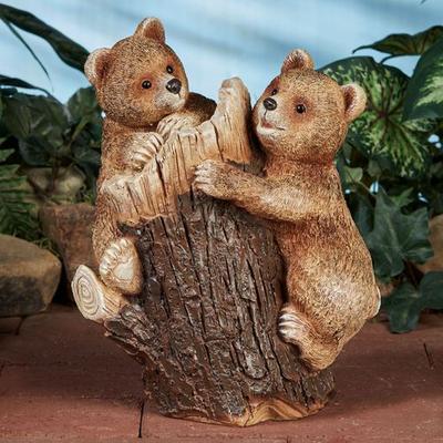 Bear Cubs Garden Statue Brown , Brown