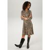 Jerseykleid ANISTON CASUAL, Damen, Gr. 46, N-Gr, beige (beige, schwarz, taupe), Single Jersey, Obermaterial: 95% Viskose, 5% Elasthan, animal-print, bedruckt, feminin, figurumspielend kniefrei, Rundhals, Langarm, Kleider, mit Animal-Print