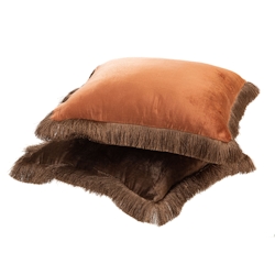 Kissen Iris braun und orange 45x45 cm x2 - Mehrfarbig Quadratisch Stoff Amadeus 45x8 cm Image