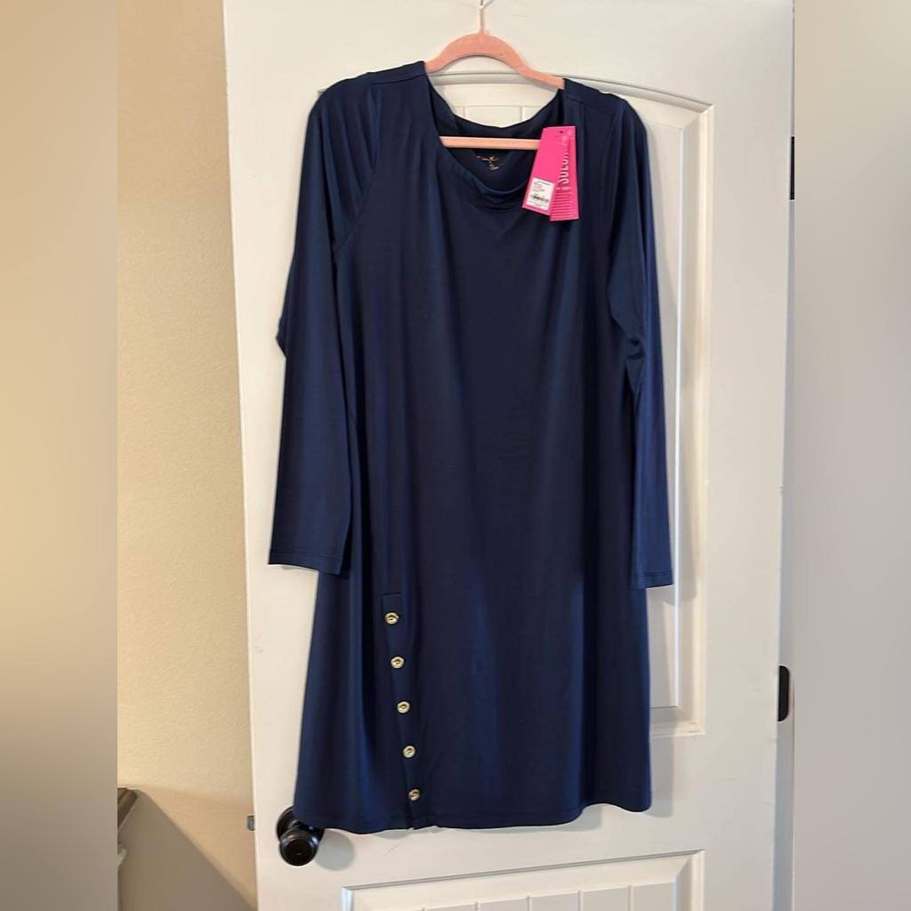 Lilly Pulitzer Dresses | Lily Pulitzer , Maddox Upf 50 Dress Navy Blue Size Extra Large | Color: Blue | Size: Xl
