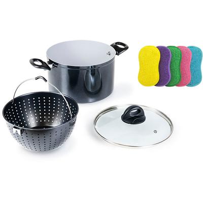 Spaghettitopf GENIUS "Cerafit Magic Pot", silber (silberfarben), B:26,2cm H:17,4cm L:33cm Ø:20cm, Töpfe, direkt entnehmbares Sieb, Induktion Image