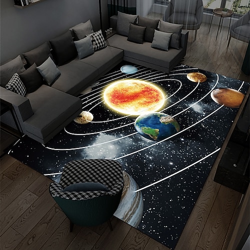 Bereichsteppich, pädagogischer Weltraum, Universum, Planet, Bodenteppiche, Wohnzimmer, Heimdekoration, Teppiche, Matten für Kinder, Jungen, Mädchen, Schlafzimmer Image