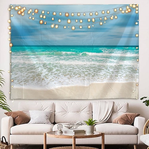 Wandteppich Kunst Dekor Decke Vorhang Picknick Tischdecke hängen zu Hause Schlafzimmer Wohnzimmer Wohnheim Landschaft Strand Meer Ozean Welle Sonnenaufgang Sonnenuntergang Wandtuch XXL Natur Image