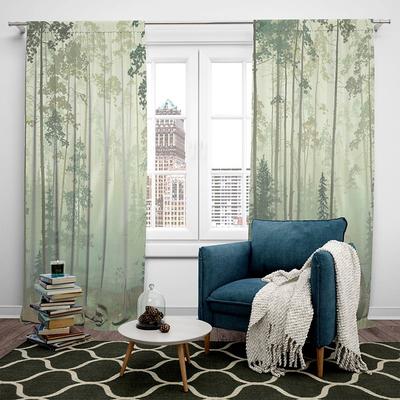 2 Panels Forest Bamboo Curtain Drapes Blackout Curtain For Living Room Bedroom Kitchen Window Treatments Thermal Insulated Room Darkening