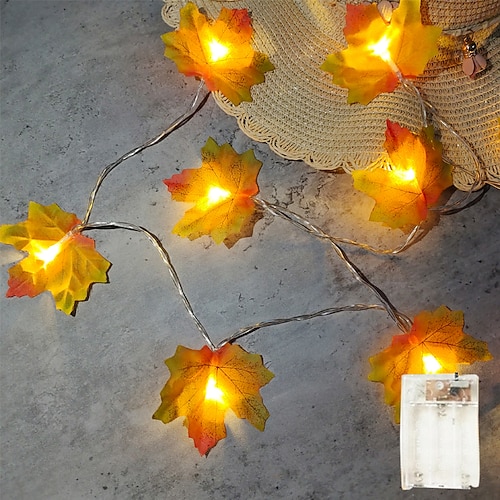 LED-Lichterkette Ahornblatt Herbst LED Feenlichter 3M-20 LEDs 1.5M-10 LEDs Batteriebetrieb oder USB-Betrieb Girlandenlicht Halloween-Party Heim Garten Feiertags-Terrassen-Dekoration Image