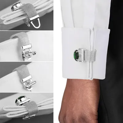 HAWSON Crystal Cufflinks Men,luxury silver men cufflink with Chain for Men French Shirt,luxury wedding birthstone cufflinks gift