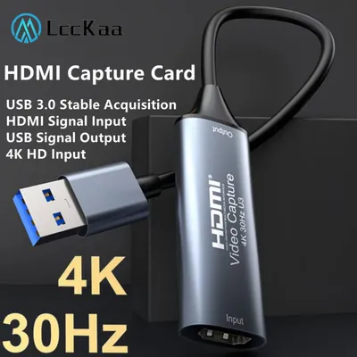 LccKaa USB 3.0 Video Capture Card 4K HDMI-compatible to USB 3.0 Type-C Game Grabber Record For