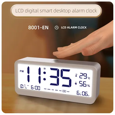 8001-EN Multifunctional Digital Clock LED Brightness Adjustable Temperature Humidity Displaying