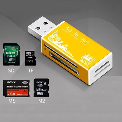 Alloy Card Reader 4 Ports USB2.0 Micro SD TF M2 MS Pro Duo MMC SDHC DV Phone Camera Memory Card