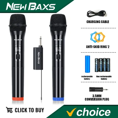 Wireless Microphone Dynamic Handheld Microphones Karaoke Microphone With Rechargeable Receiver For