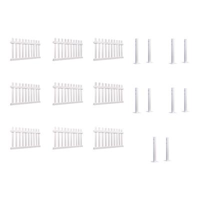 Mod-Fence Mod-Picket 54' White Picket Fence Starter Kit with 9 Fence Panels and 10 Post Connectors