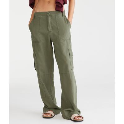 Aeropostale Womens' Mid-Rise Utility Cargo Pants - Green - Size SM S - Cotton