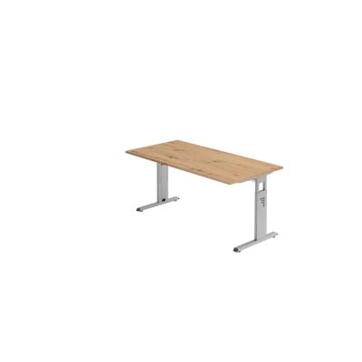 Hammerbacher-Schreibtisch C-Fuß 160x80cm Asteiche/Silber-VOS16/R/S Image