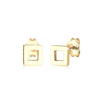 Paar Ohrstecker ELLI "Ohrstecker Quadrat 925 Sterling Silber", gold, Ohrringe, Damen, OneSize, ohne Stein, Silber 925 (Sterlingsilber) Image