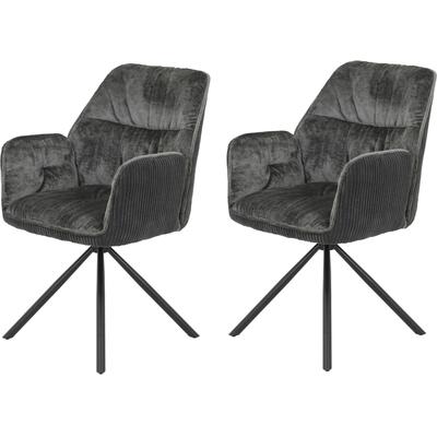 Esszimmerstuhl HELA "AMIRA drehbar", schwarz (anthrazit, schwarz, schwarz), B:56cm H:89cm T:61cm, 100% Polyester, Stühle, Auto-Return 270 Image