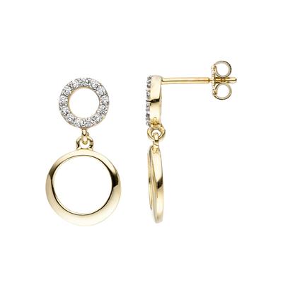 Paar Ohrhänger JOBO, gelb (gelbgold 375), Ohrringe, Damen, Gelbgold 375, 375 Gold mit Zirkonia Image