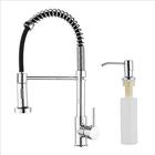 Robinet mitigeur d'évier de cuisine avec pulvérisateur rétractable, robinets de cuisine à ressort à poignée unique à arc élevé pivotant à 360 degrés montés sur le pont, robinet d'évier de cuisine en laiton à un trou robinets d'eau centraux