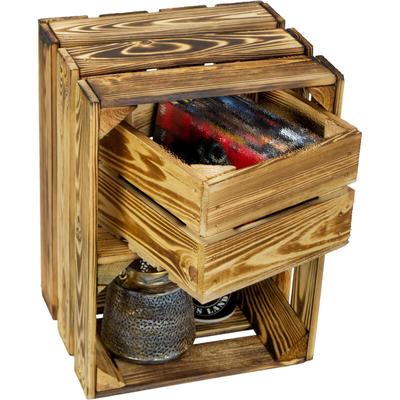 Obstkiste Belotta geflammt Weinkiste Holzkiste Mini-Regal Schubladenregal Aufbewahrungskiste Image