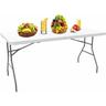 Table Pliante Transportable, Table en Plastique Robuste, 180 x 74 cm, Blanc, Pliable en deux,