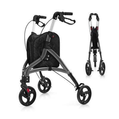 Costway Foldable Rollator Walker with Lightweight Aluminum Frame-Gray