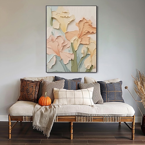 handgemaltes 3D Original Hochzeit rosa Blumengemälde auf Leinwand strukturierte Wandkunst florale Wandkunst Home Wand Dekor Leinwand Ölgemälde Blumenkunst Wohnzimmer Wandkunst Image