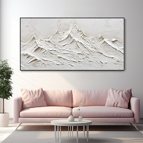 abstrakte Berglandschaft Malerei handgemachte weiße Berg Ölgemälde strukturierte Messer Berg Malerei Kunst weiße Berg Schlafzimmer Wand Dekor Wohnzimmer dekorative Malerei Image