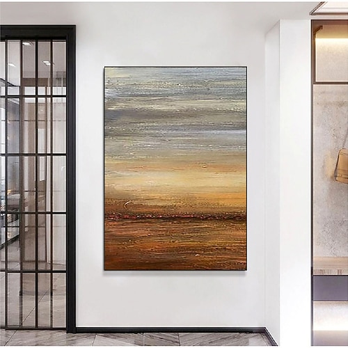 handgemalte Landschaftsbilder auf Leinwand handgefertigte orangefarbene Meeresstrandmalerei Ölgemälde Kunstwerk handgefertigte Triptychongemälde für Wohnzimmer Schlafzimmer Büro Wanddekoration