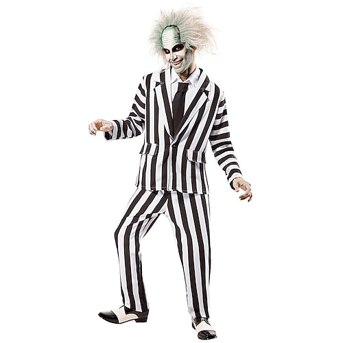 Käfersaft Karneval Outfits Anzüge Blazer Beetlejuice 2 Horrorfilm Erwachsene Herren Karneval Leistung Party Einfaches Karnevalskostüm Verkleiden Image