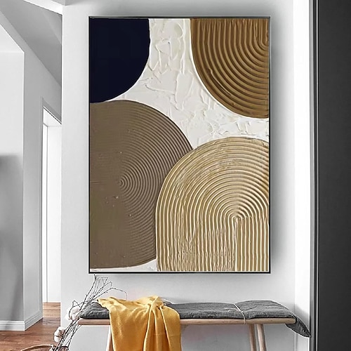 handgemachtes Ölgemälde auf Leinwand, Wandkunst, Dekoration, modern, schlicht, goldfarben, abstrakte Textur für die Inneneinrichtung, gerolltes, rahmenloses, ungedehntes Gemälde Image