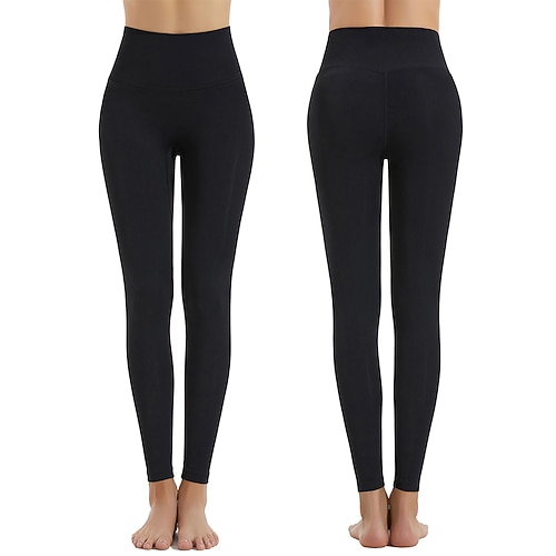 Damen Yogahose Yoga-Leggings Hohe Taille Pilates Fitnesstraining Training Strumpfhosen Einfarbig Schwarz Weiß Königsblau Spandex Sport Sportkleidung Dehnbar Schlank