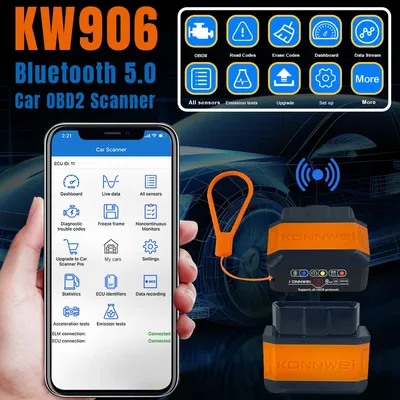 KONNWEI KW906 ELM327 V1.5 Bluetooth 5.0 for IOS Android V1 5 OBD2 Scanner Auto Car Diagnostic Tools