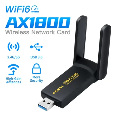 FENVI WiFi 6 USB Dongle MT7921 Receiver 1800Mbps Dual Band 2.4G/5G Wireless Network Card USB 3.0