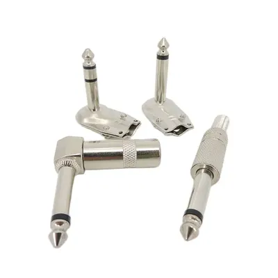 1/4 Inch Mono/Stereo 6.35mm Male Jack Plug Wire Connector angel socket 2/3 pole Guitar Effect