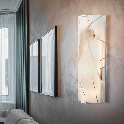 Wandleuchte Wandlampe Flurleuchte Wohnzimmerleuchte Glas satiniert chrom, Dekorlinien, 2x E27 Image