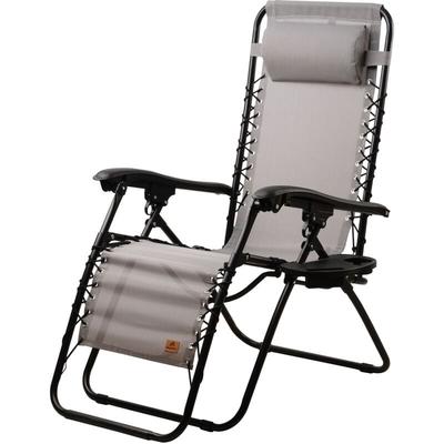 Sonnenliege, Grau, Campingliege, Liegestuhl, Gartenliege mit Getränkefach - Campfeuer Image