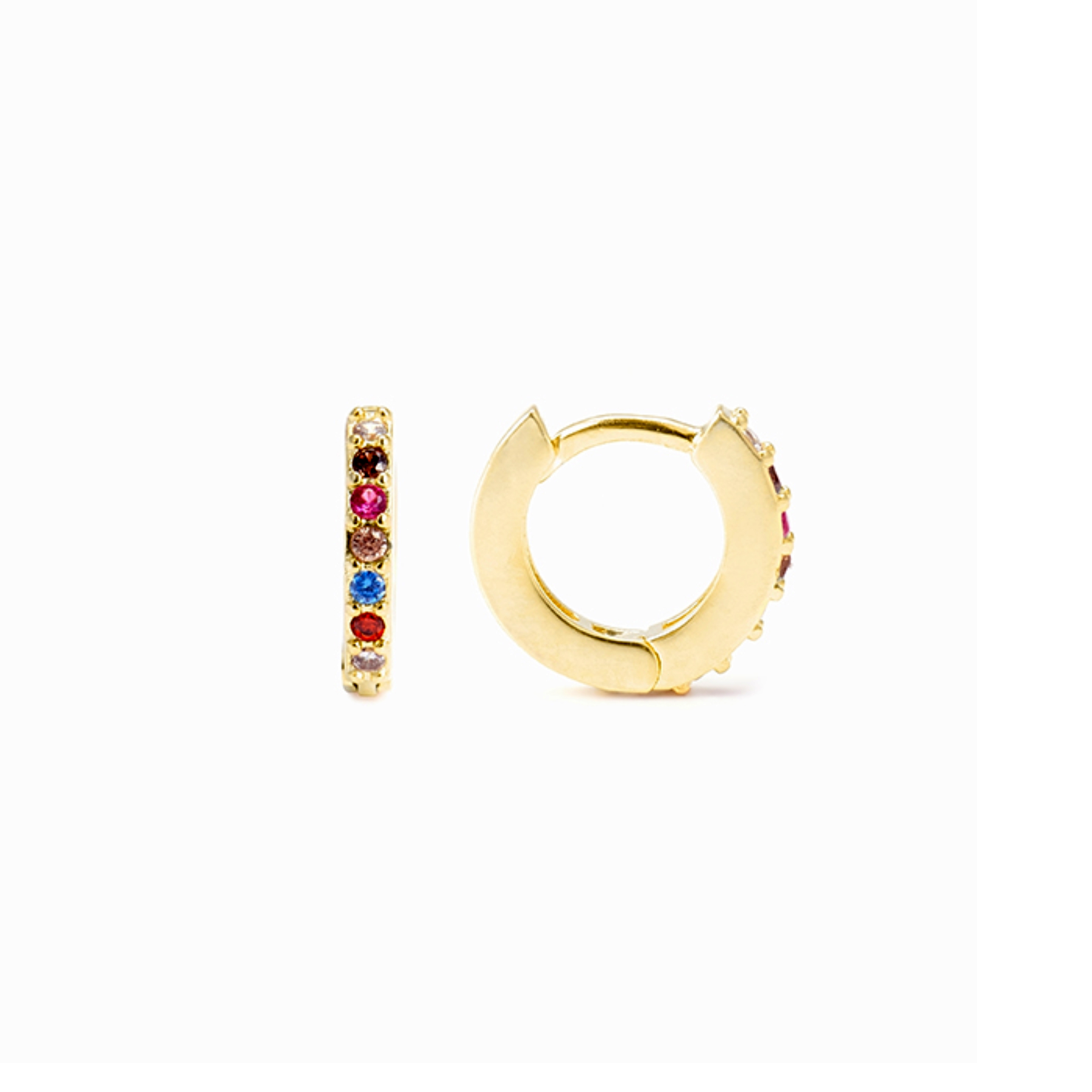 Luxenter Leofcar Ohrringe aus 925er Sterlingsilber und mehrfarbigen Zirkonen in 18 Karat Gelbgold Image