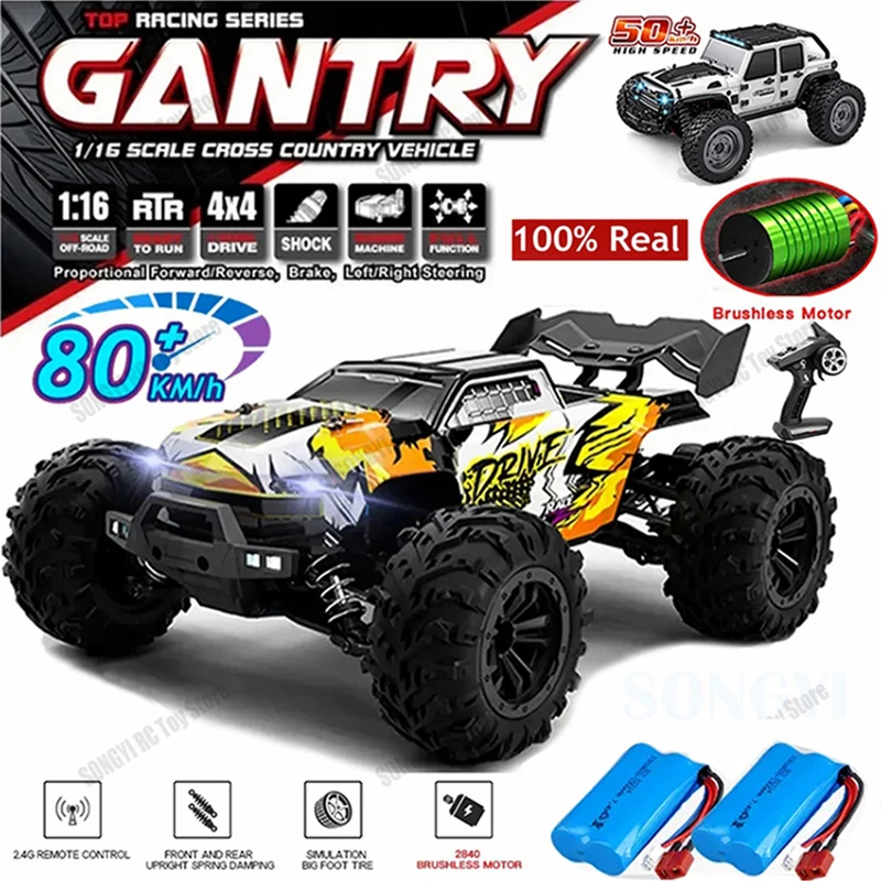 Voiture de course à dérive tout-terrain 4WD RC 4x4, 50 ou 80 KM/h, Super sans balais, camion Radio à grande vitesse, jouet télécommandé pour enfants