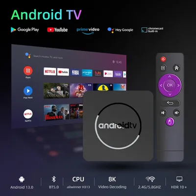 Android13 Smart TV Box AllwinnerH313 Netflix Streaming Bluetooth Media Player 2GB16GB 2.4G&5GWifi 4K