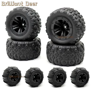 4PCS 85mm 12mm Hex Rubber Tires Wheels for SCY 16101 16102 16103 Pro MJX Hyper Go 14210 16210 1/14