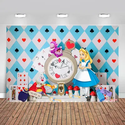 Alice In Wonderland Theme Photography Backdrops Baby Girl Birthday Party Photo Background Studio Props Photocall Vinyl