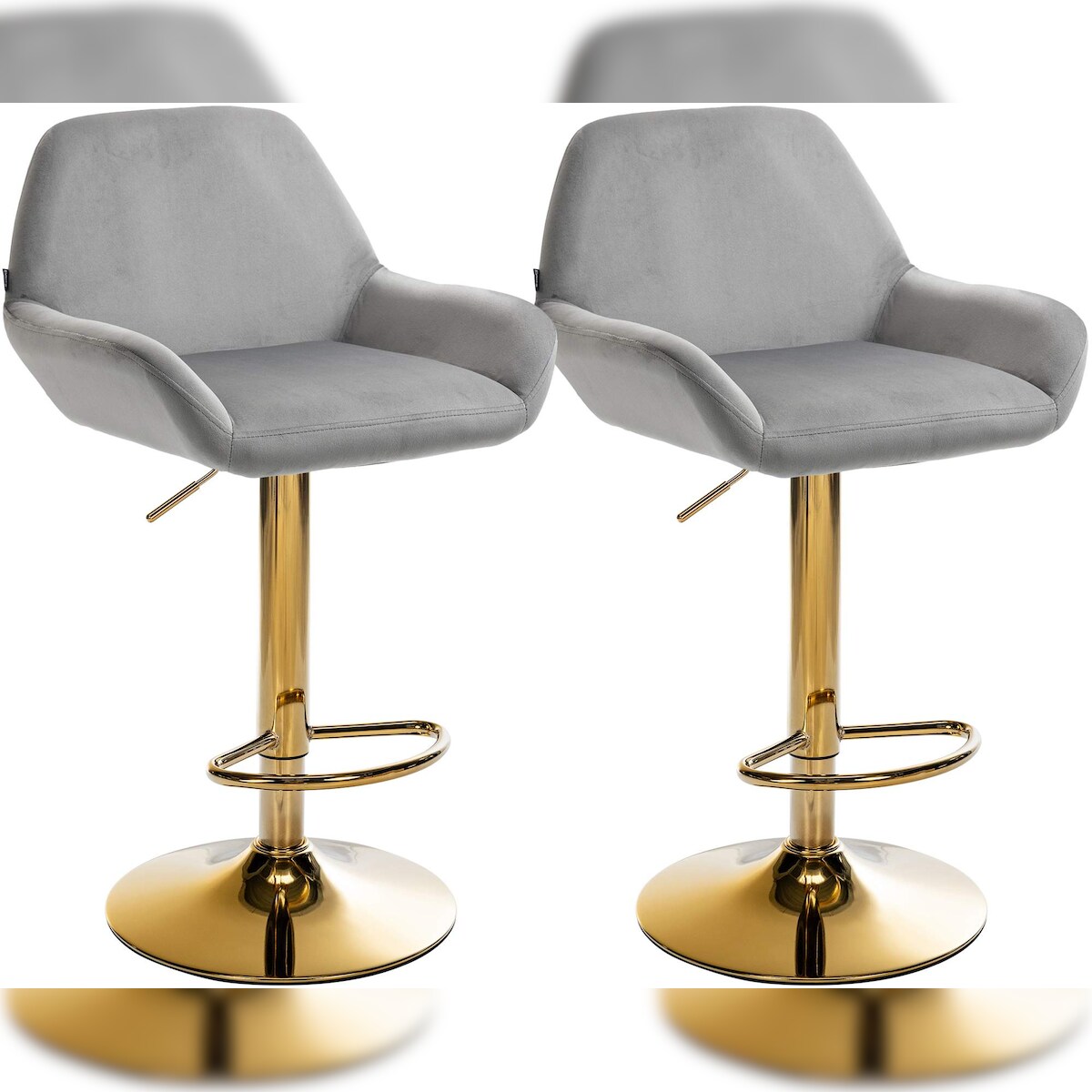 CLP 2er Set Barhocker Braga Gold Samt grau Image