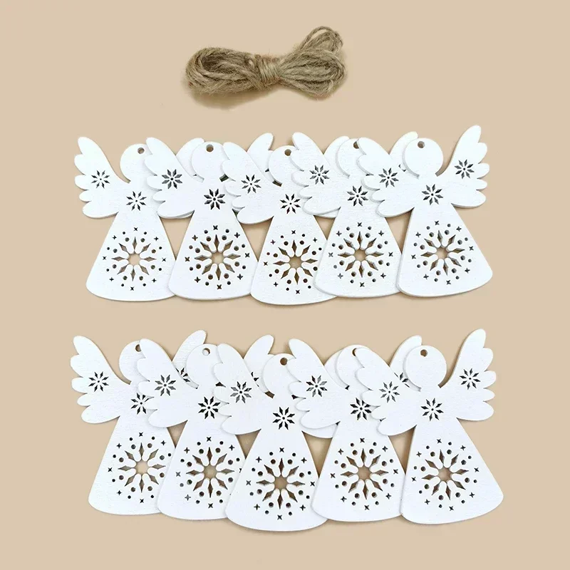 Artisanat en bois pour arbre de noël, 10 pièces, ornements suspendus, découpes en bois, décoration de noël, artisanat de bricolage (découpes d'ange en bois)