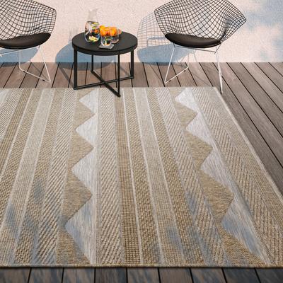 Teppich VILLEROY & BOCH "Elisabeth", braun (hellbraun), B:115cm H:8mm L:170cm, Polypropylen, Teppiche, In-& Outdoor, Flachgewebe, wetterfest, Terrasse, Balkon, natur, modern Image